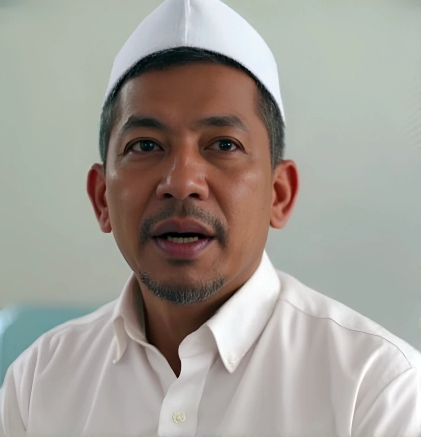 Wajah seorang Ustaz berkopiah putih sedang berkongsi kisah benar sembuh daripada penyakit darah tinggi selepas mengamalkan air Kangen
