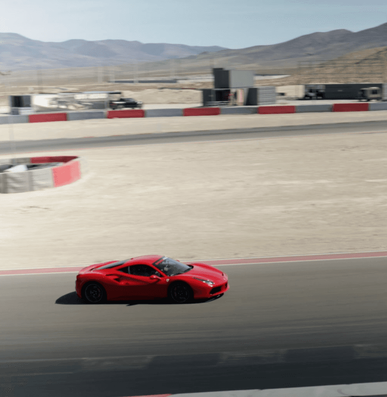 Luxury car on a racetrack