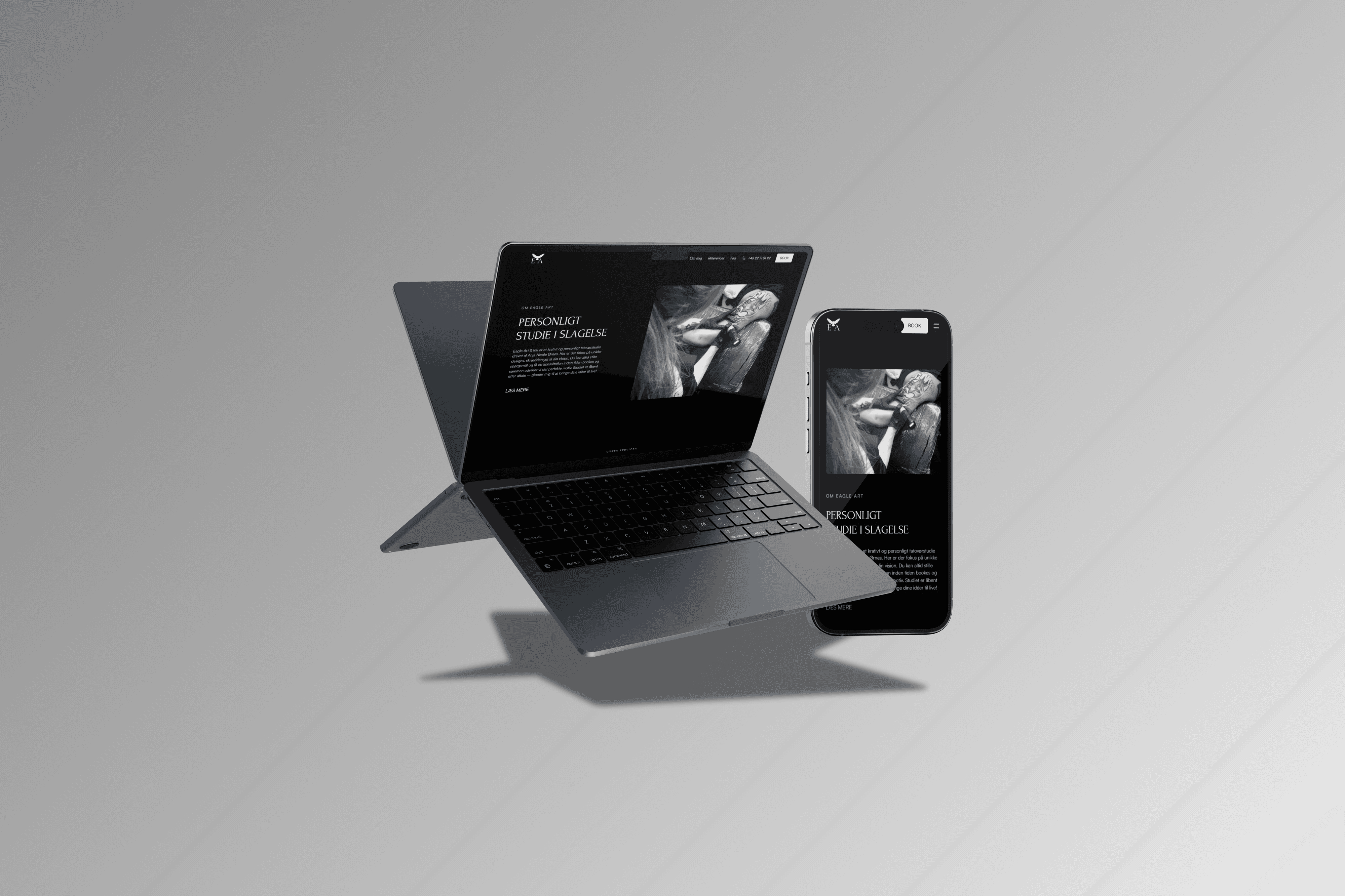 Mac and iPhone Mockup displays website made by Seoma