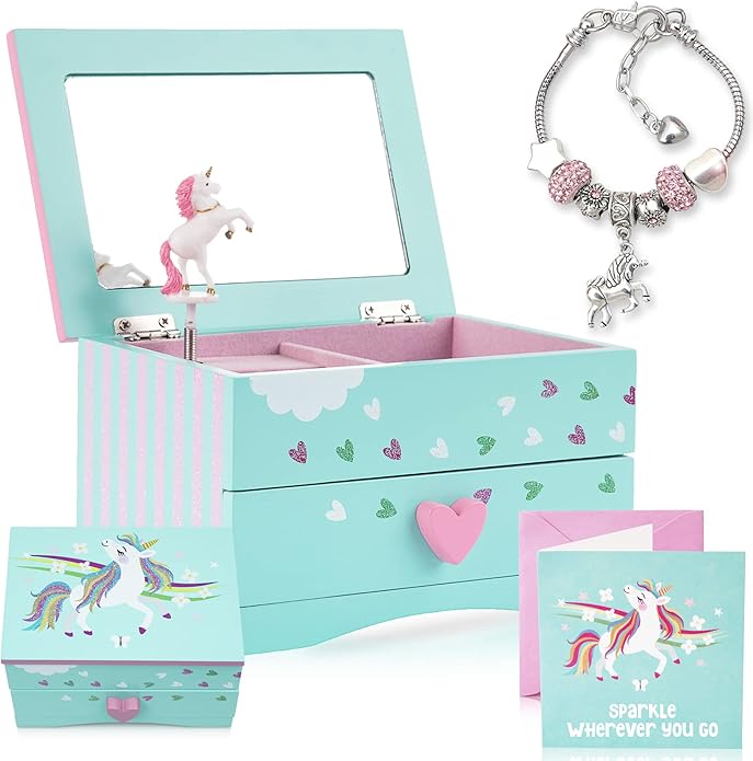 Amitié Lane Unicorn Jewellery Box For Girls