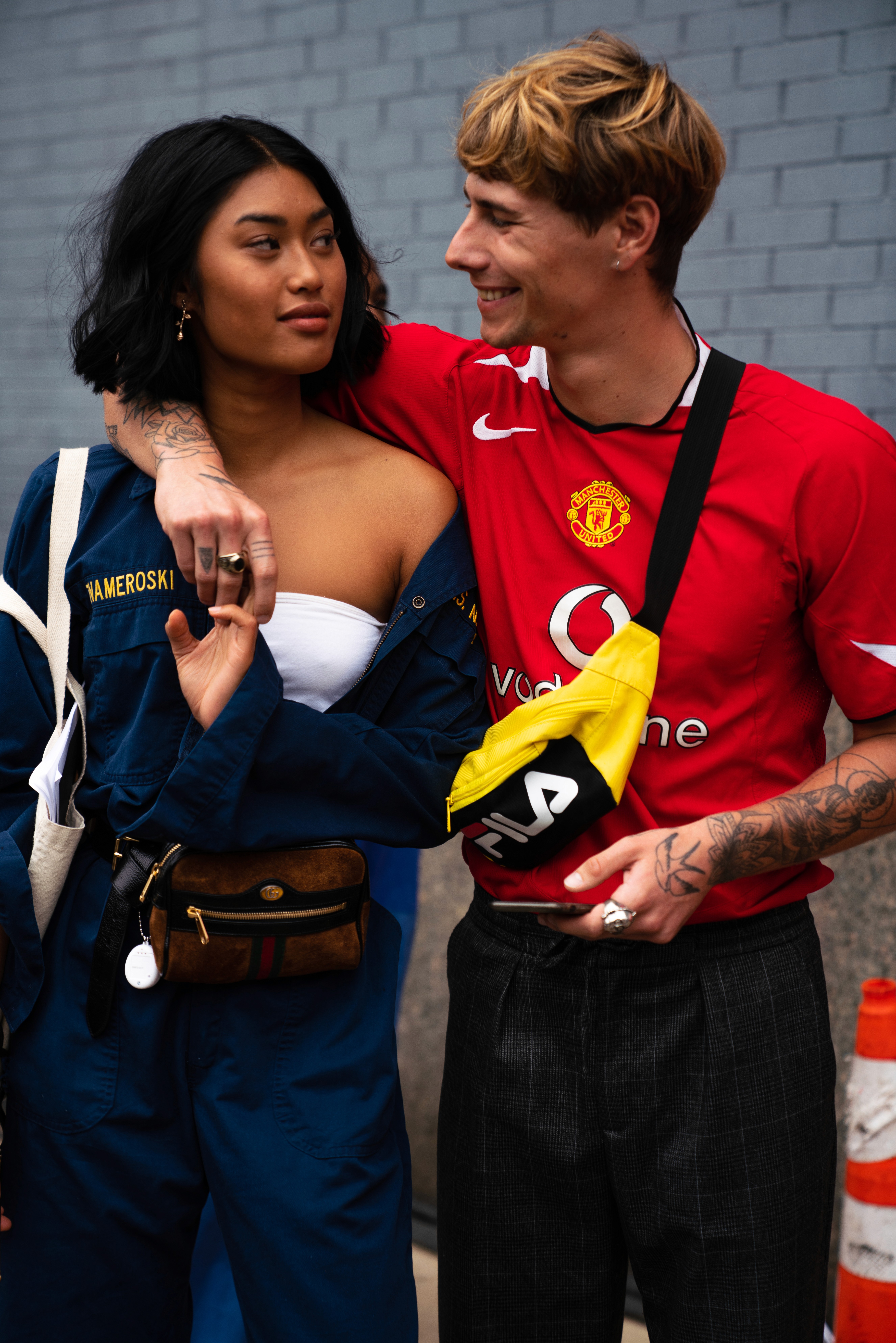 Model couple wait for NYFW show