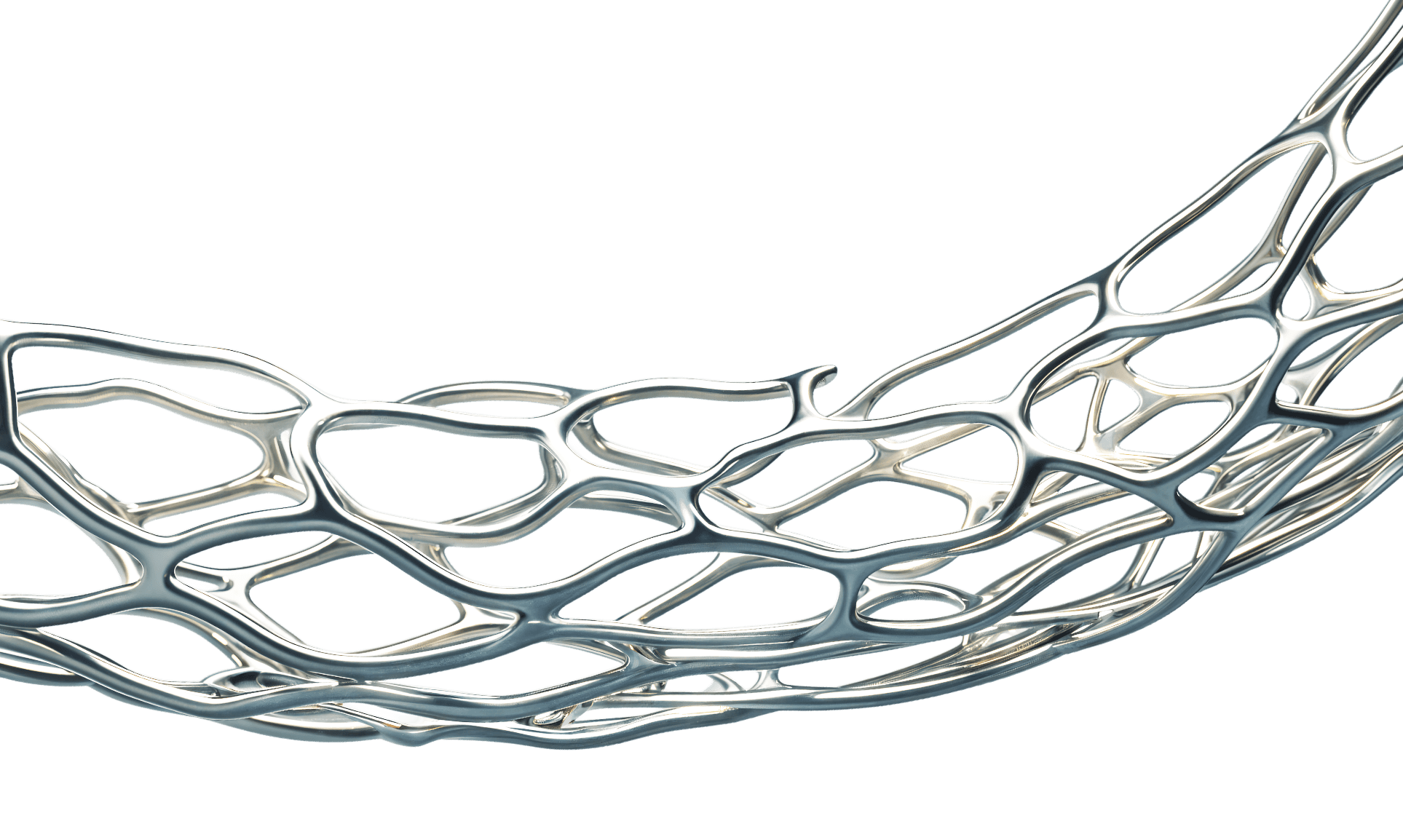 Curved silver mesh structure