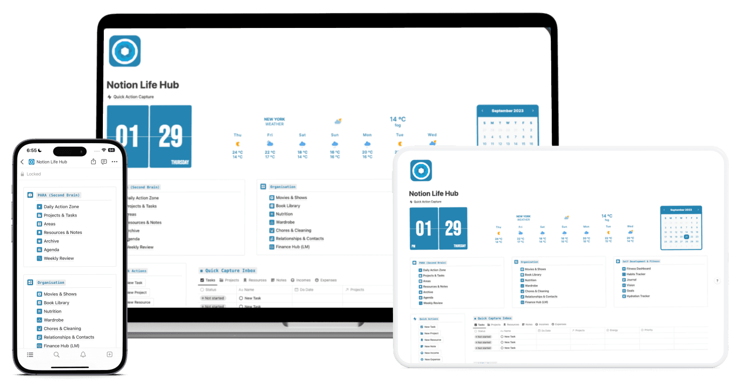 Notion life OS -  Complete Second Brain life management system