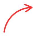 Red hand-drawn style curved arrow pointing up and right
