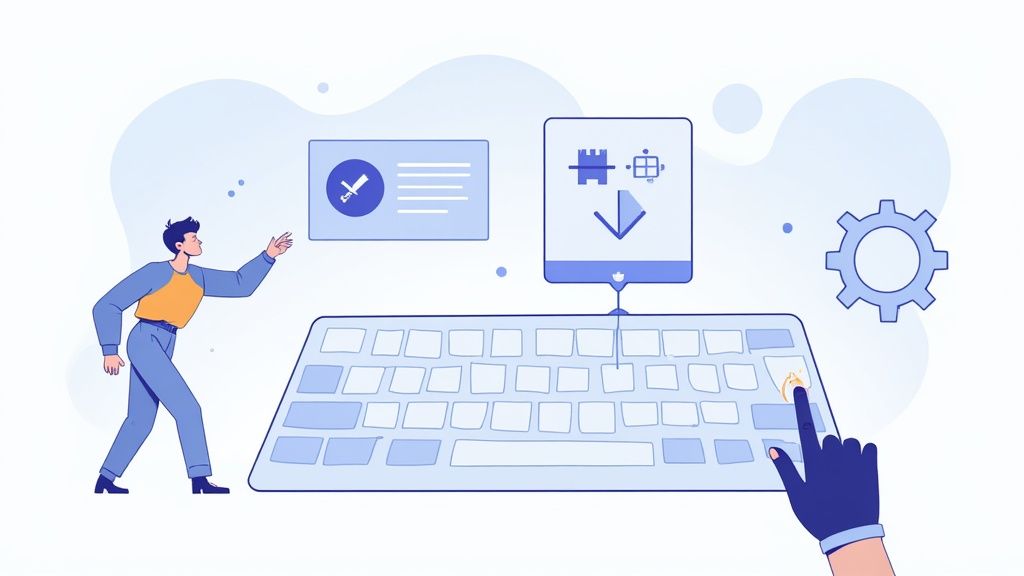 A detailed view of a Mac keyboard, emphasizing the shortcut keys for advanced text-to-speech features.