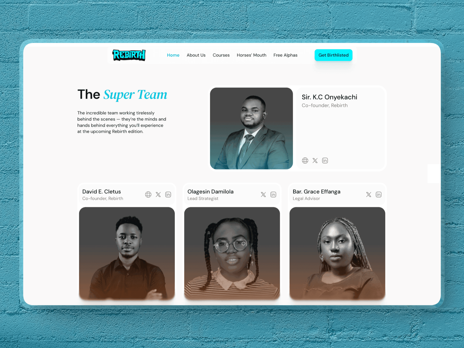 Rebirth Odyssey Mockup 3 on a Framer expert Timi Komolafe's Portfolio
