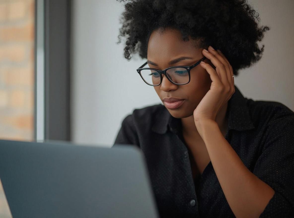 Black woman on a laptop