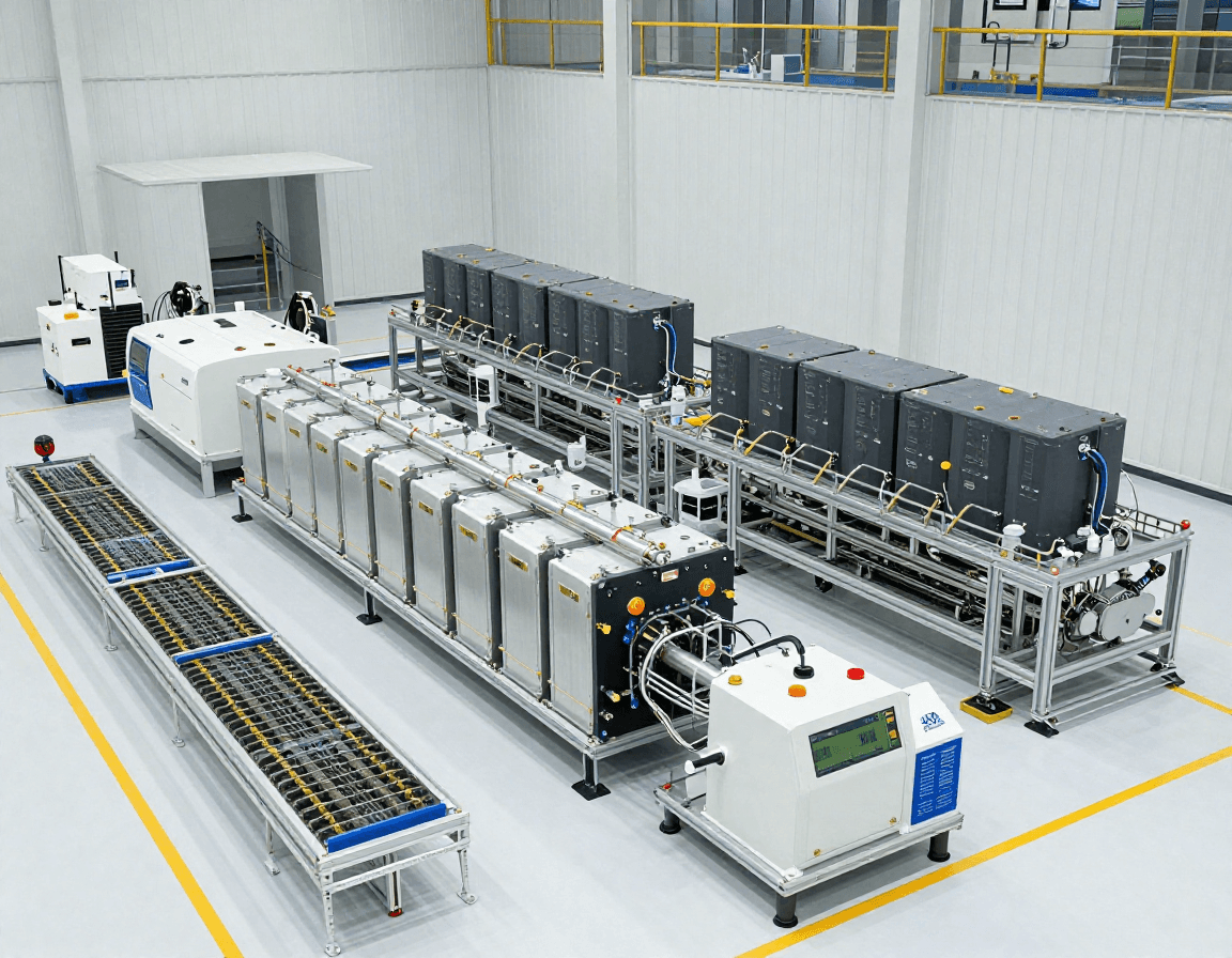 A man stands while two people sit at a table in an office setting, smiling and engaged in conversation. The mood is friendly and collaborative.