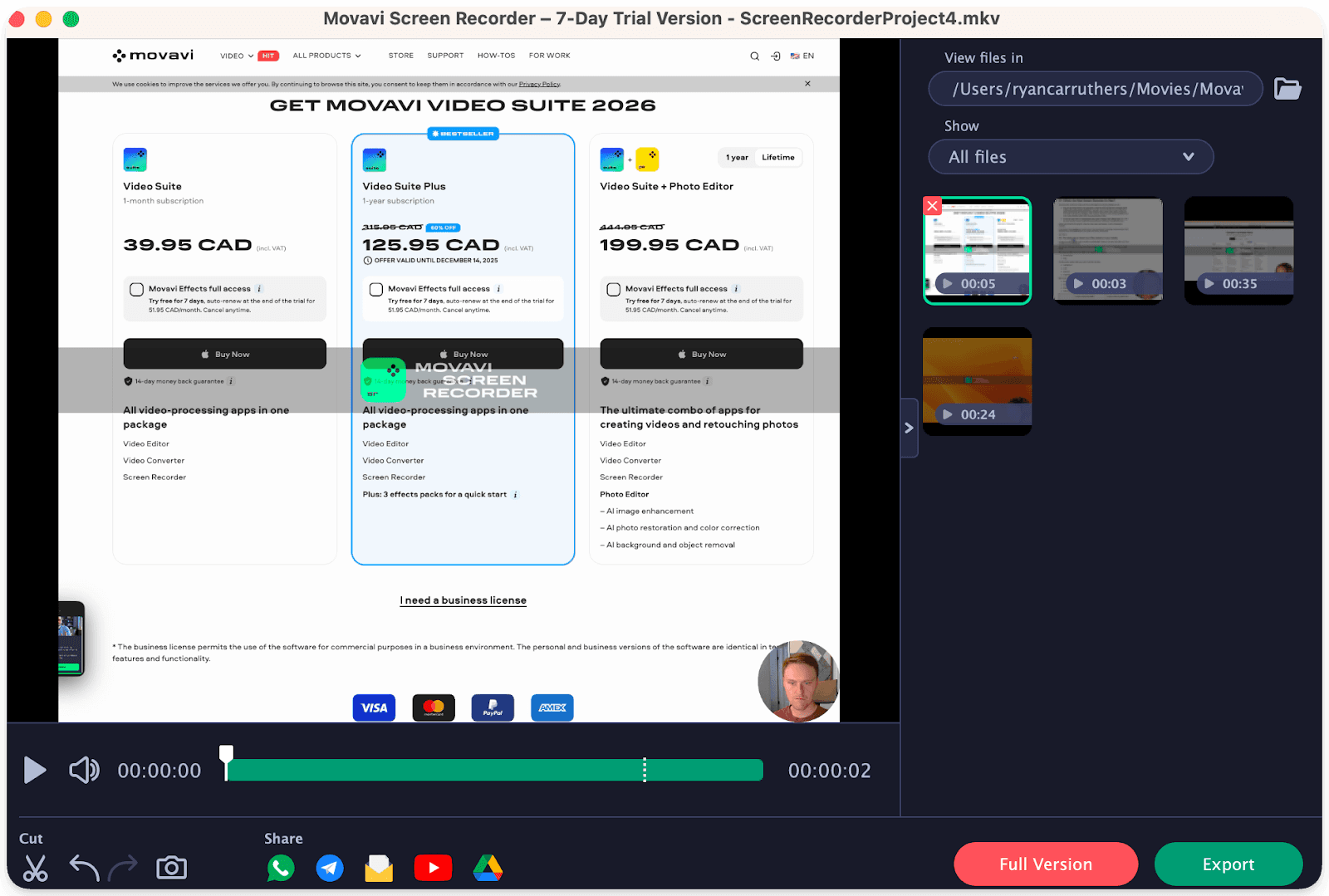 Movavi's video free trial video editor