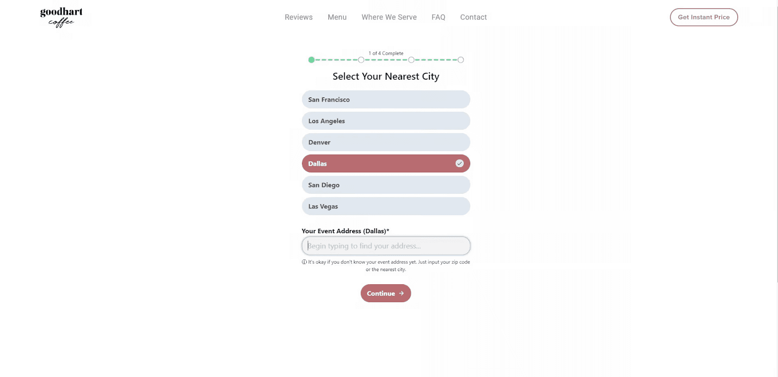 Goodhart coffee booking form