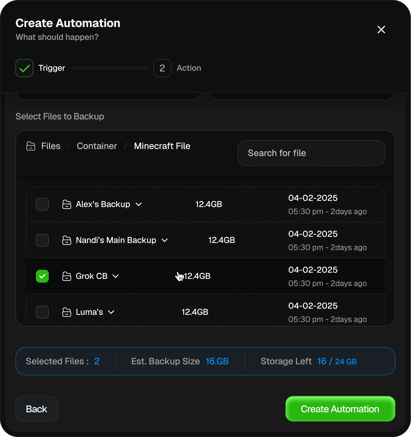 Smart backup control Image