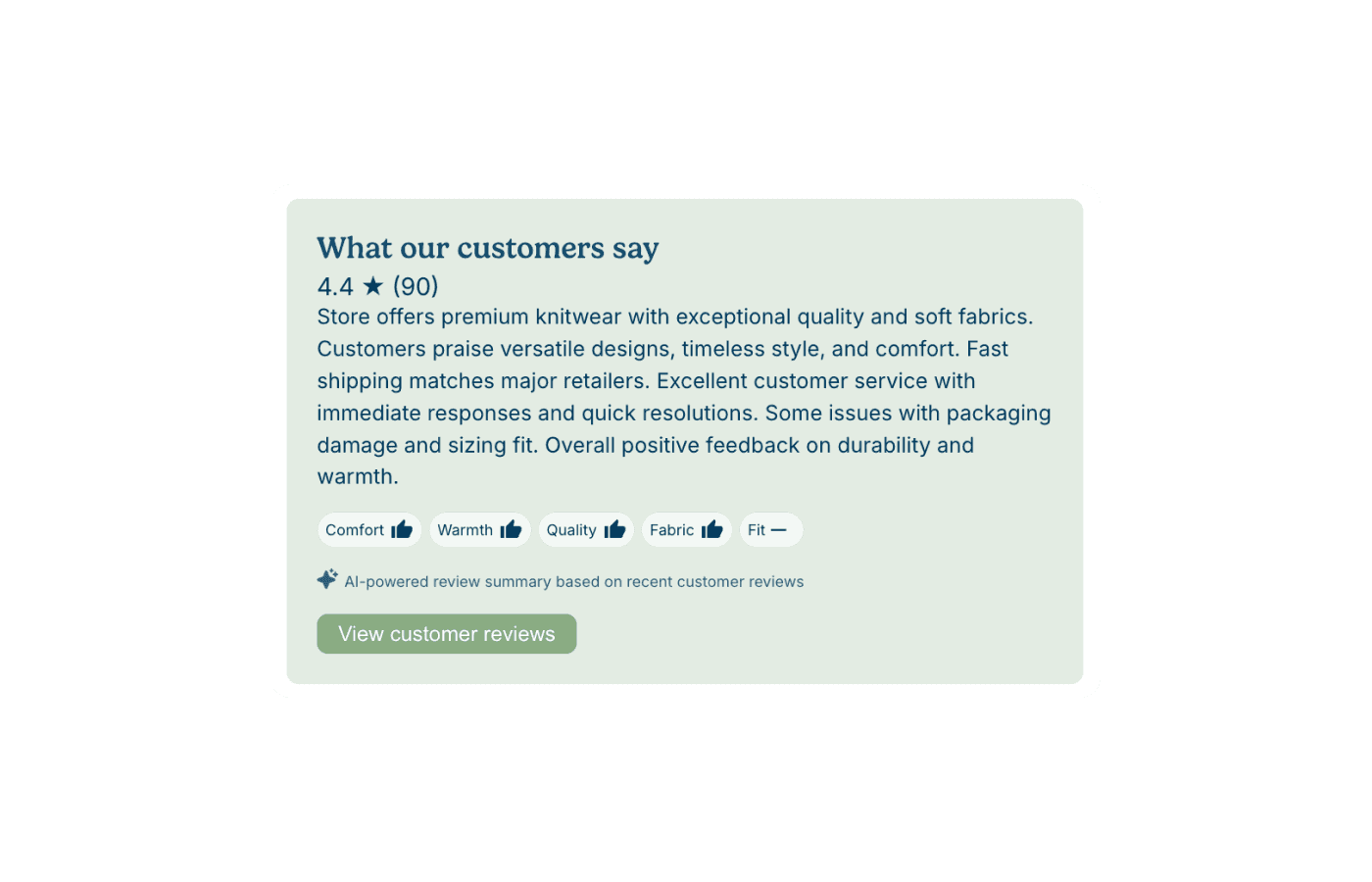 AI review summary widget