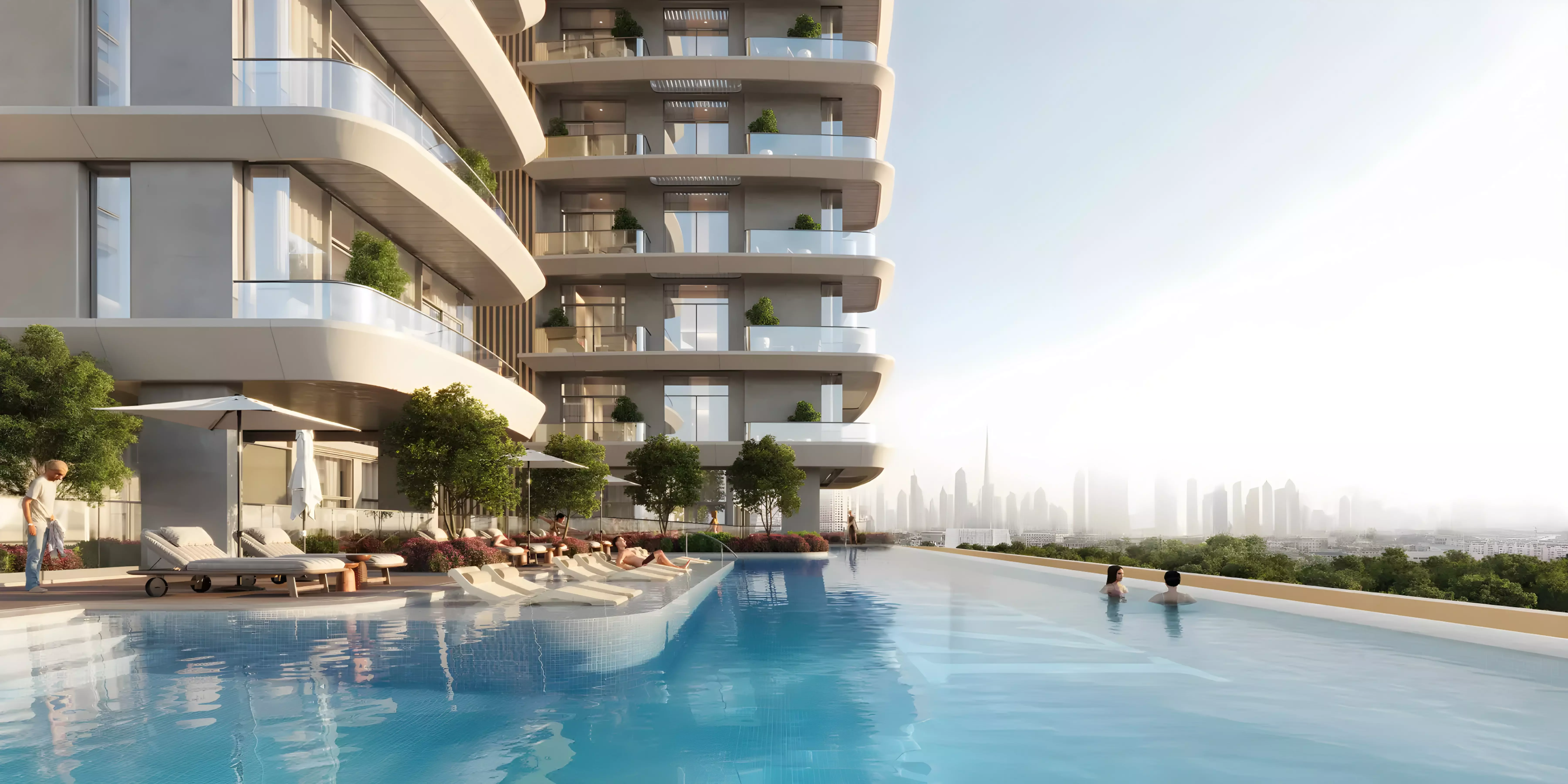 The Azizi Leily residential tower in Dubai features a striking modern design, surrounded by urban landscape.