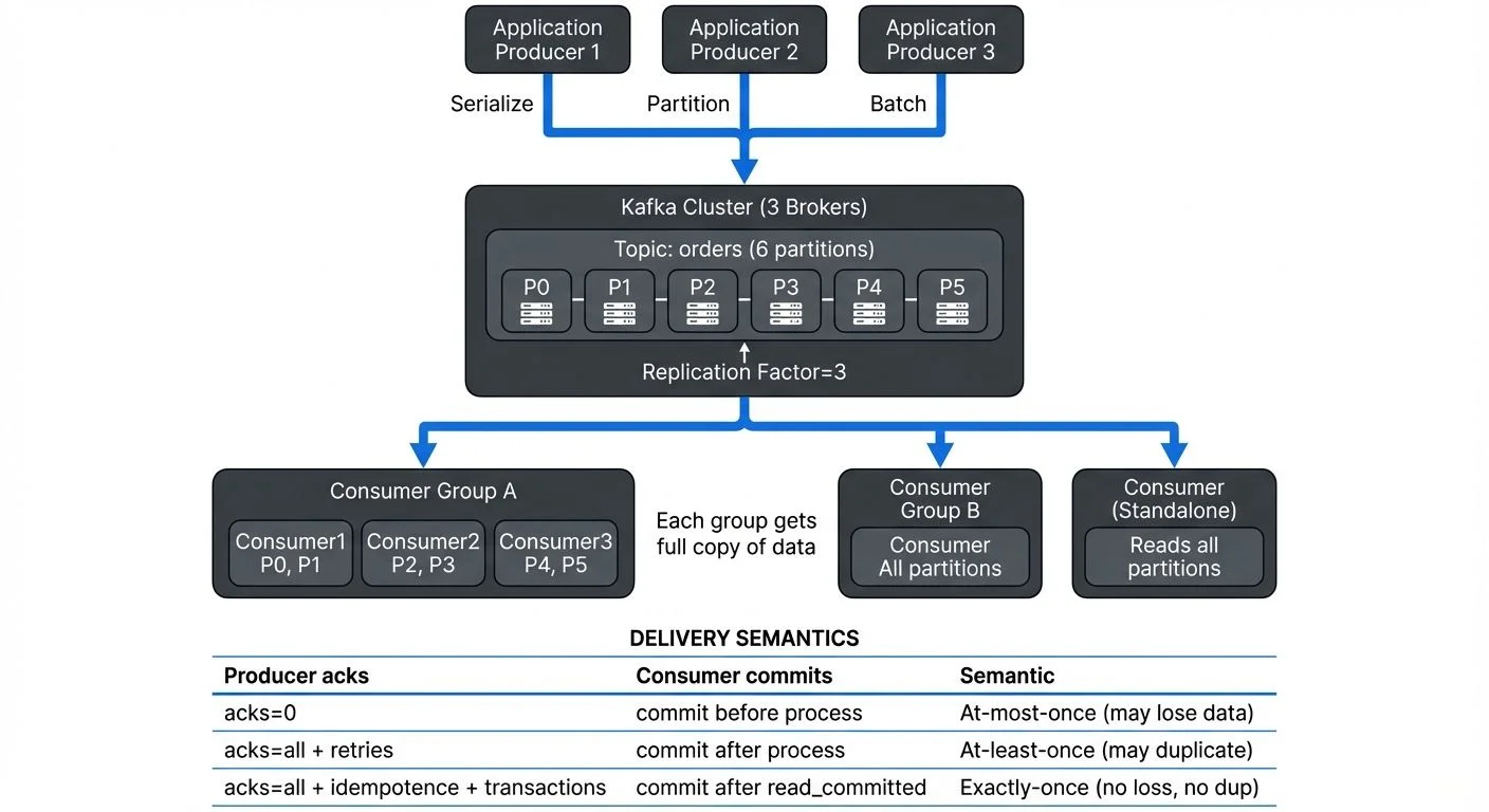 Kafka producers and consumers architecture and flow