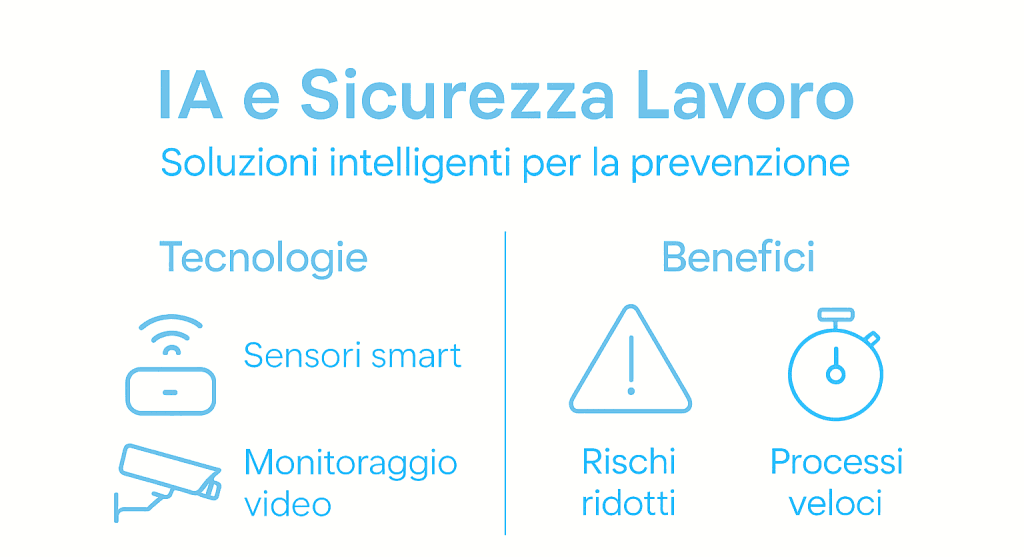 Infografica: Intelligenza Artificiale e sicurezza sul lavoro – tecnologie all’avanguardia e vantaggi concreti