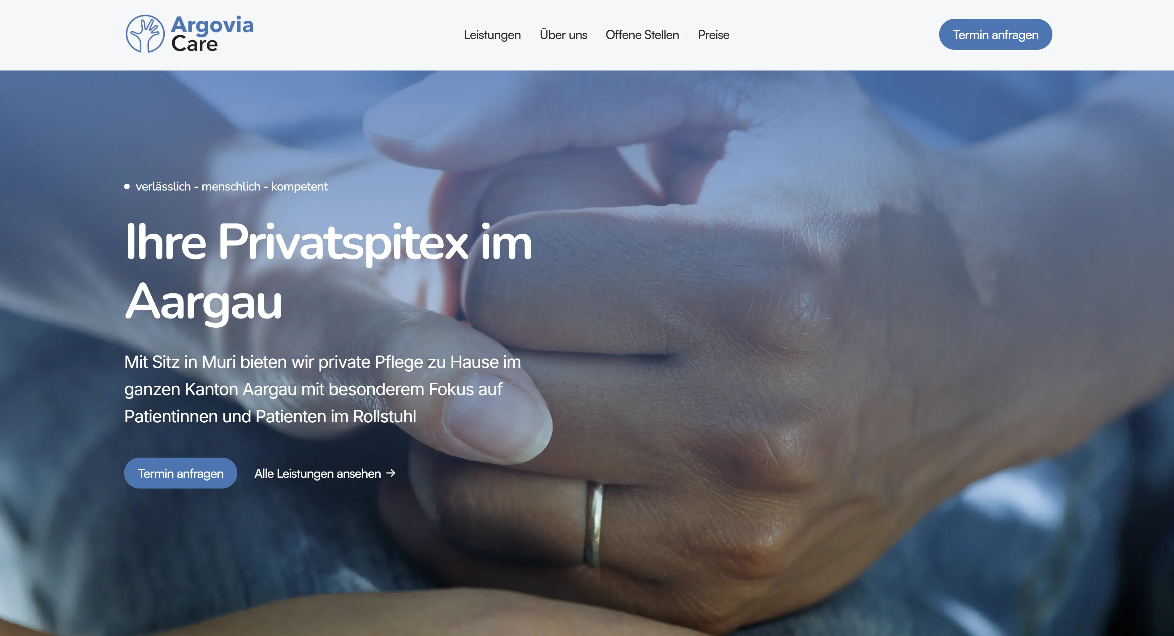 Moderne Website für die Argovia Care