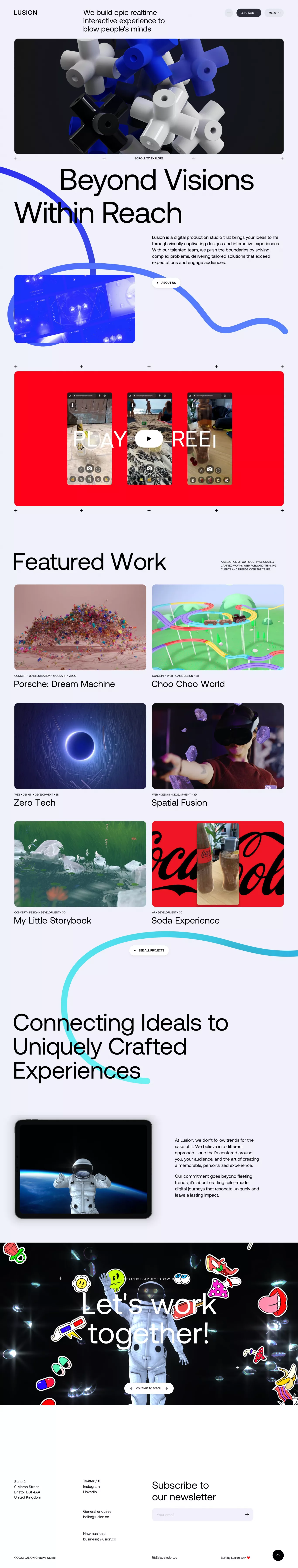 Lusion - Realise Your Creative Ideas portfolio page screenshot showcasing Design and Tech design
