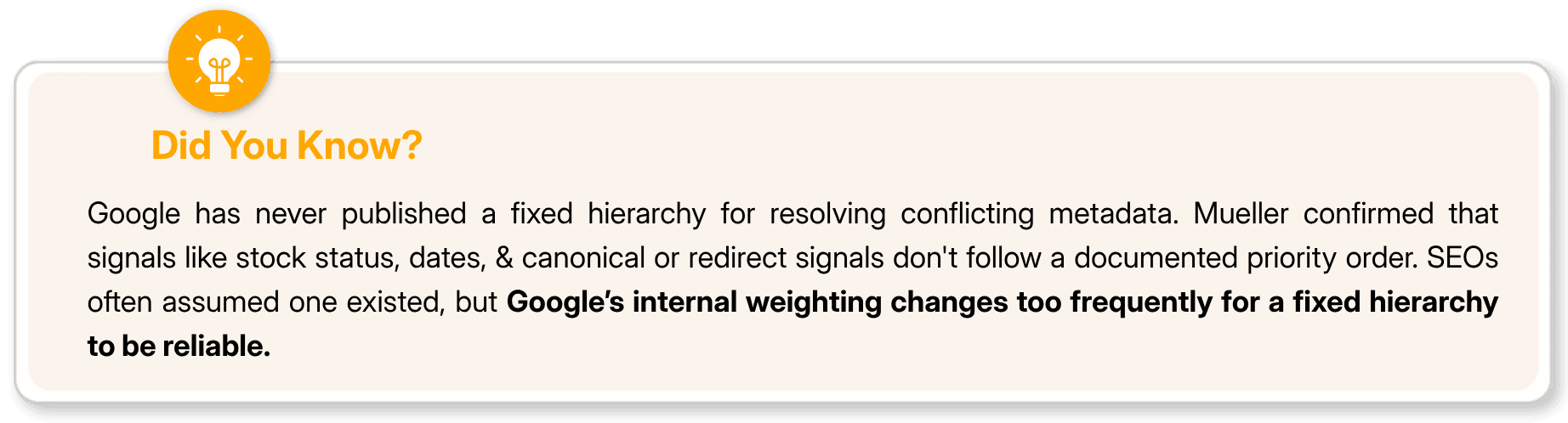 Hierarchy for resolving conflicting metadata.