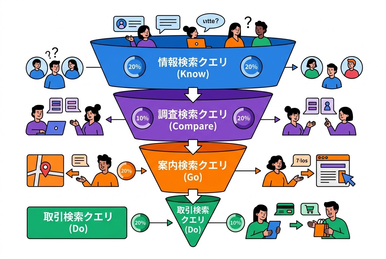 検索クエリの種類と購買ファネルの関係