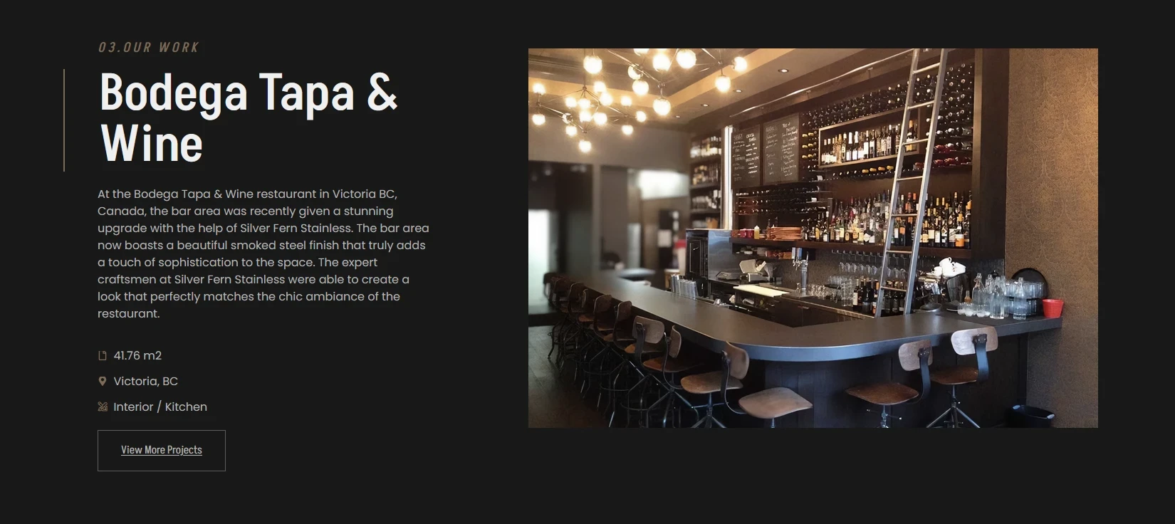 Silver Fern Stainless Bodega project shot