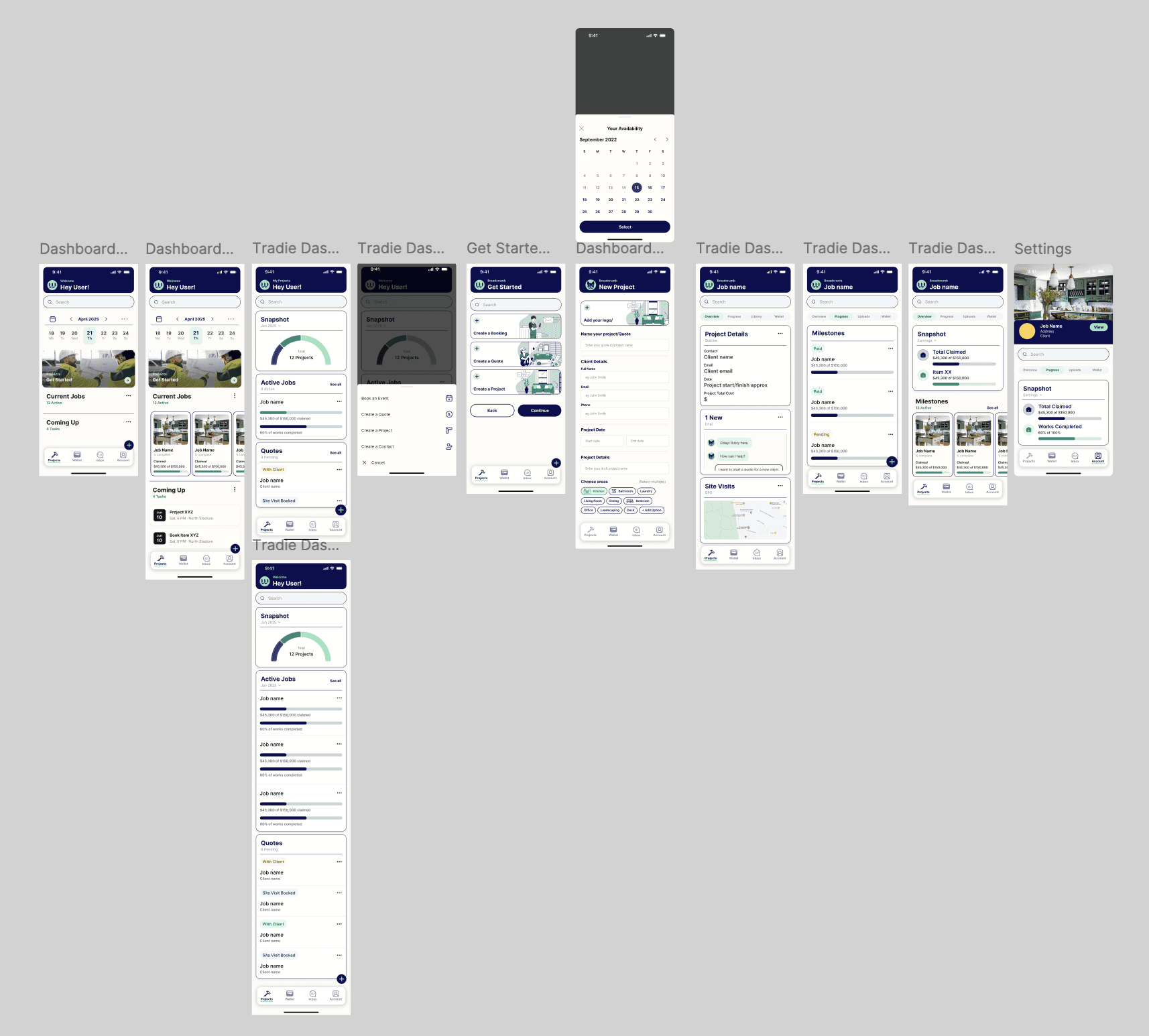 Multiple screen mockups from the first relaunch
