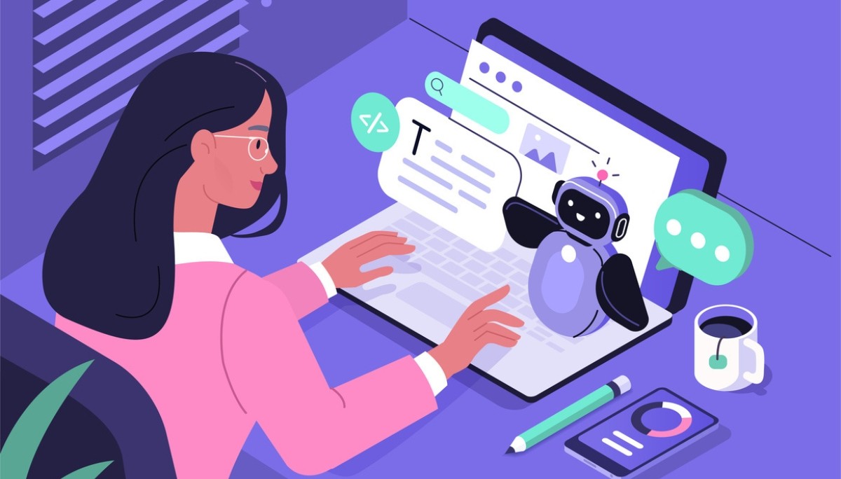 Illustration of a man aiming a bow at a target while a woman presents success metrics—symbolizing goal alignment and strategic thinking behind strong answers to “Why do you want this job?”