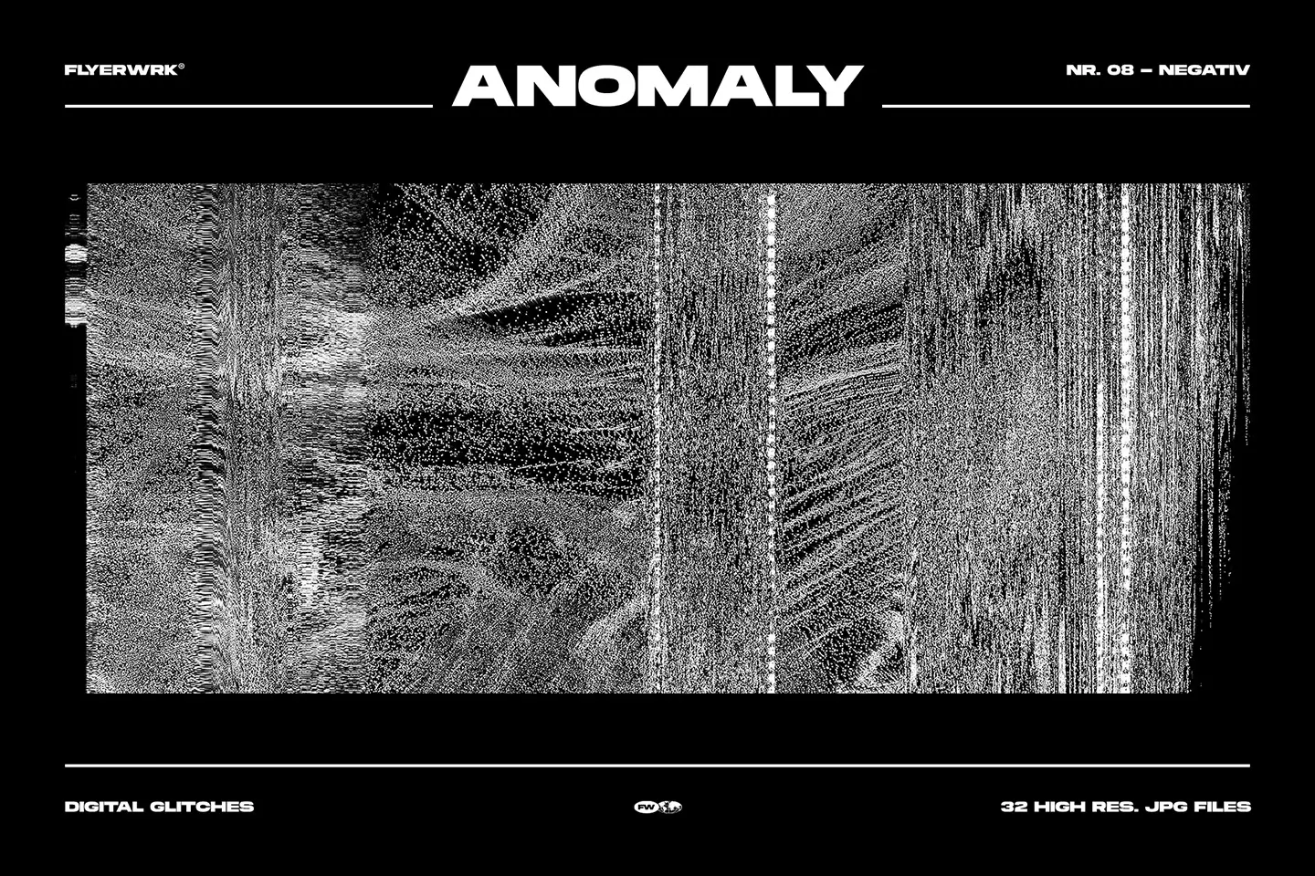 Anomaly digital glitch textures monochrome pixel scatter effect with realistic digital signal interference patterns