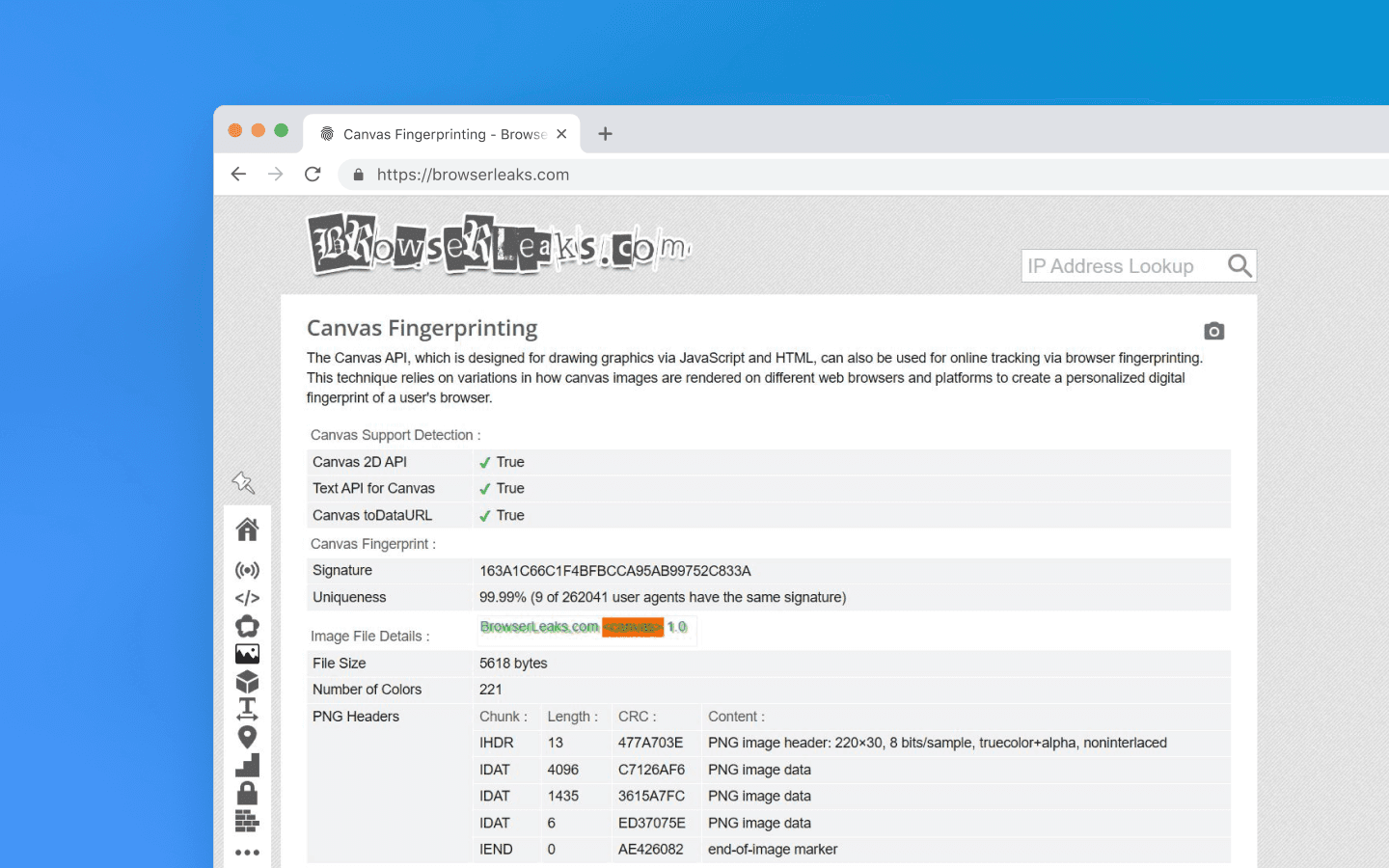 Canvas fingerprinting