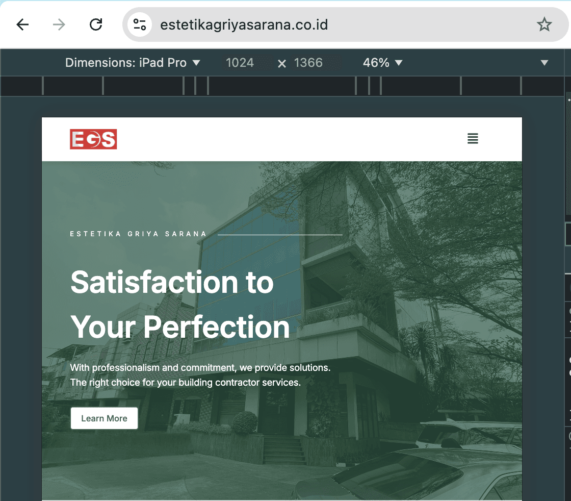 EGS Website (Tab view)