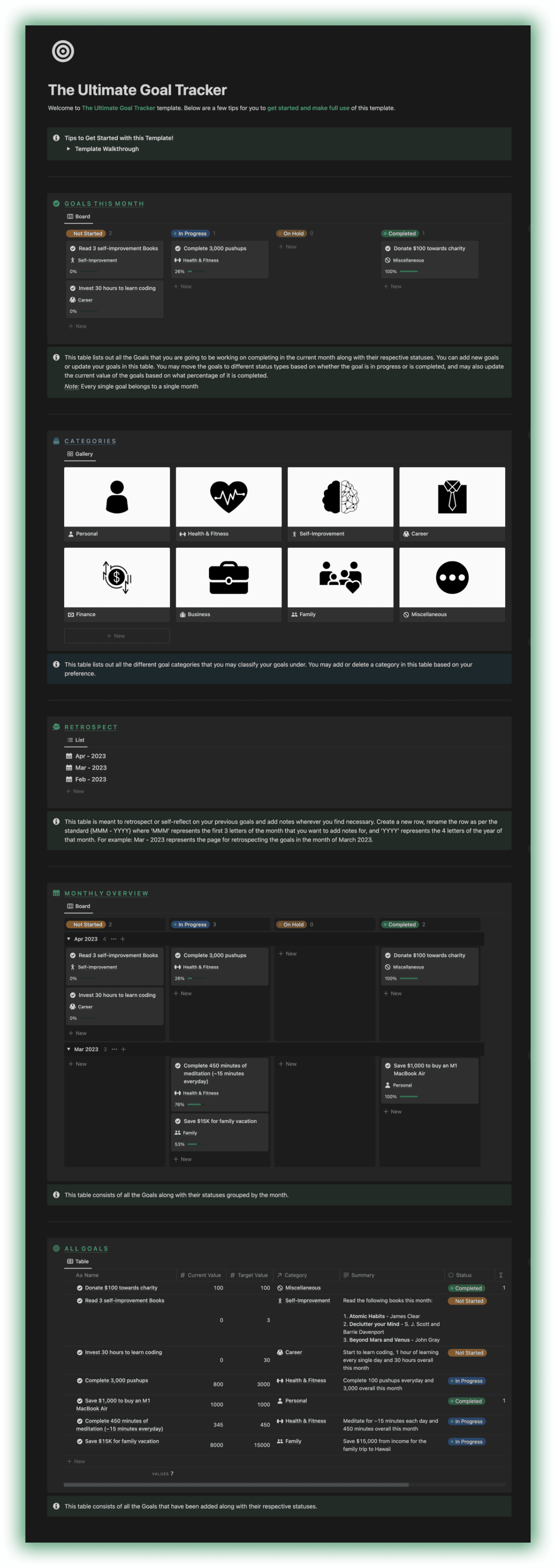 Notion Ultimate Goal Tracker