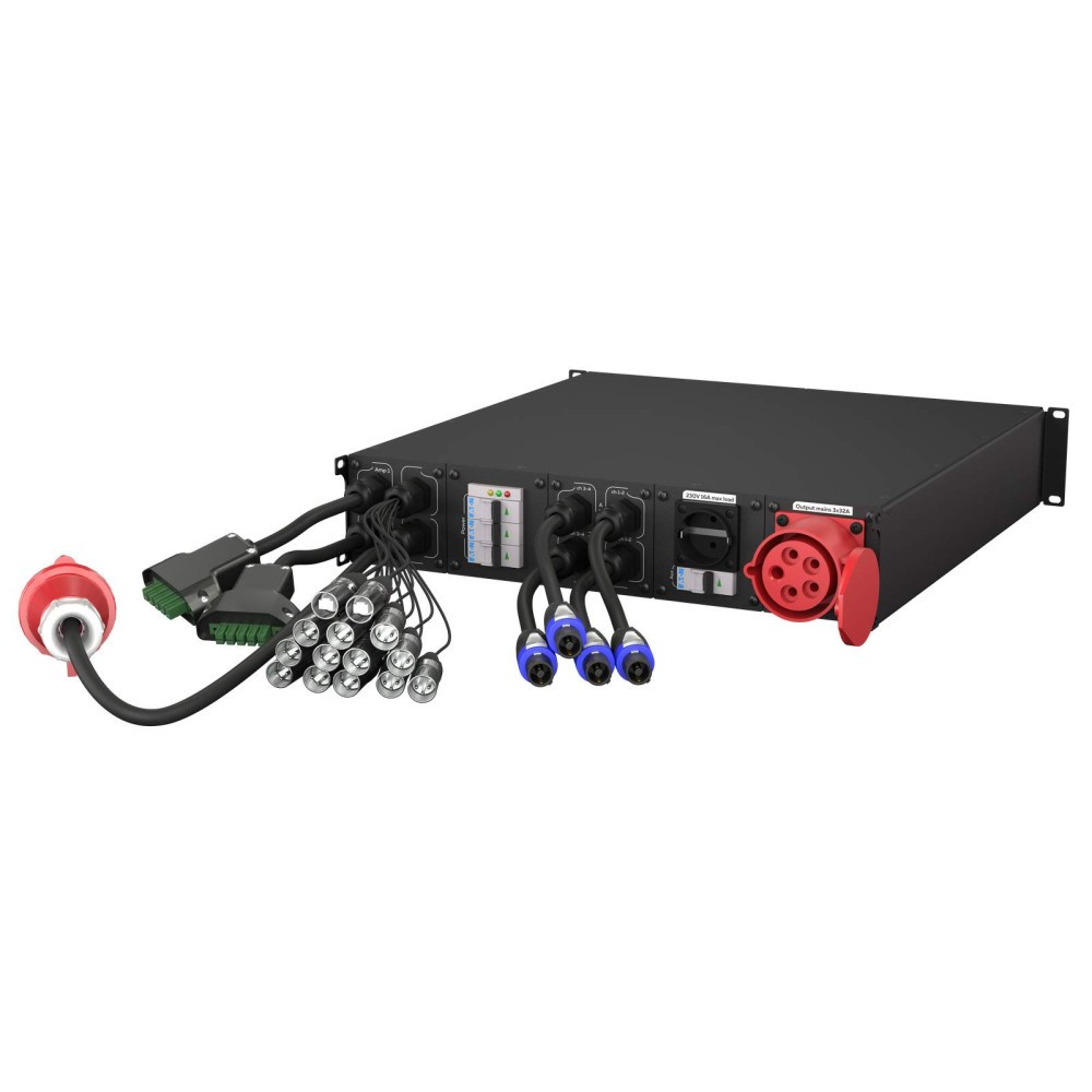Rackmount power distributor with multiple outputs.