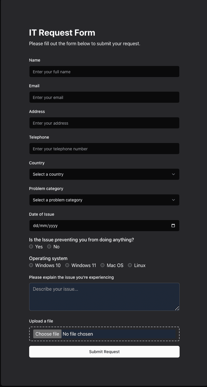Form generated using v0