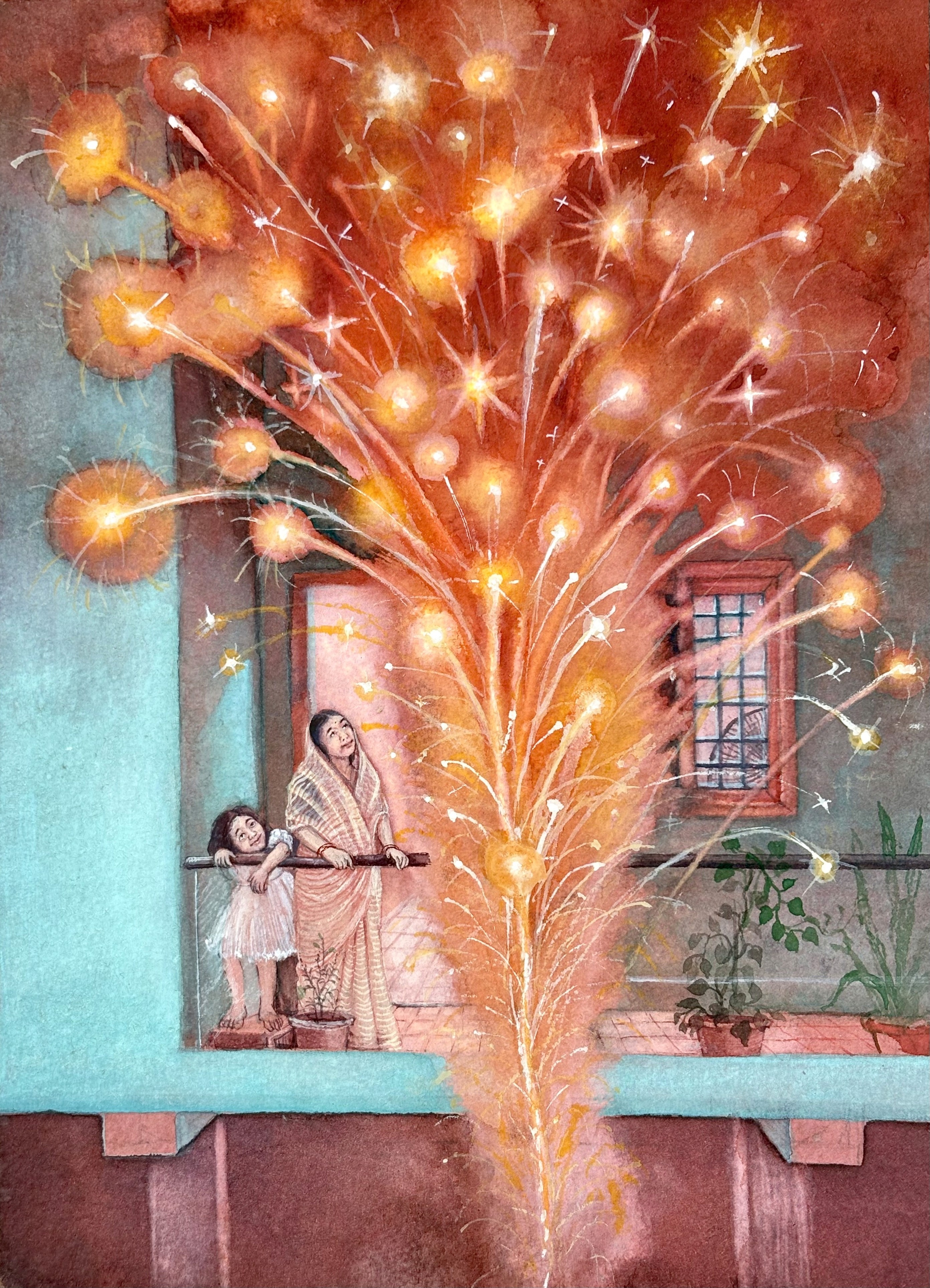 herd of sheep on road painting