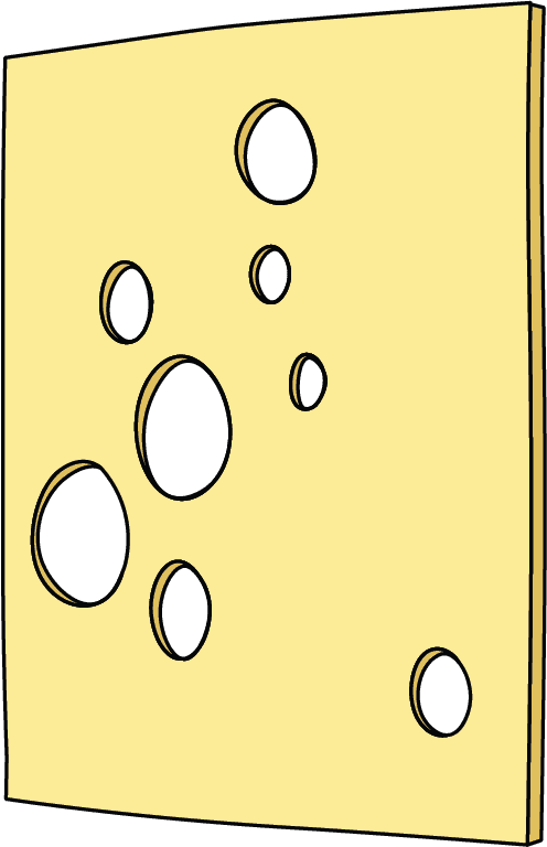 Swiss cheese with holes