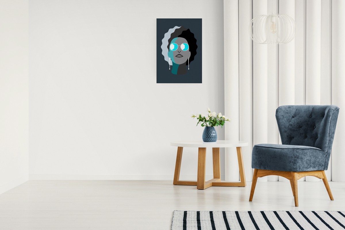 Wall art in a minimalist decorated room