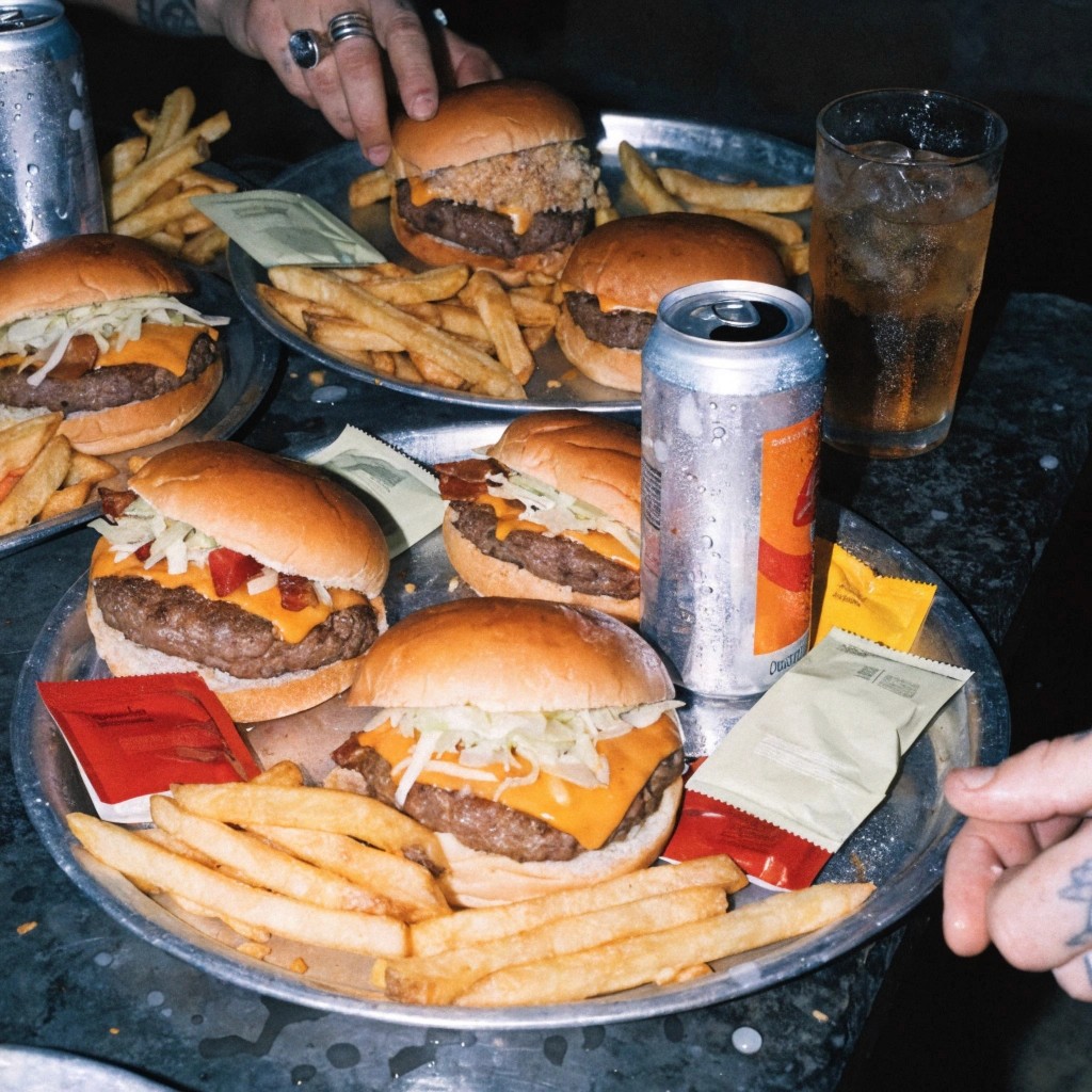 burgers on tray