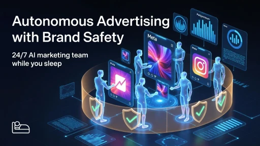 AI marketing agents managing autonomous advertising campaigns with brand safety controls across social media platforms