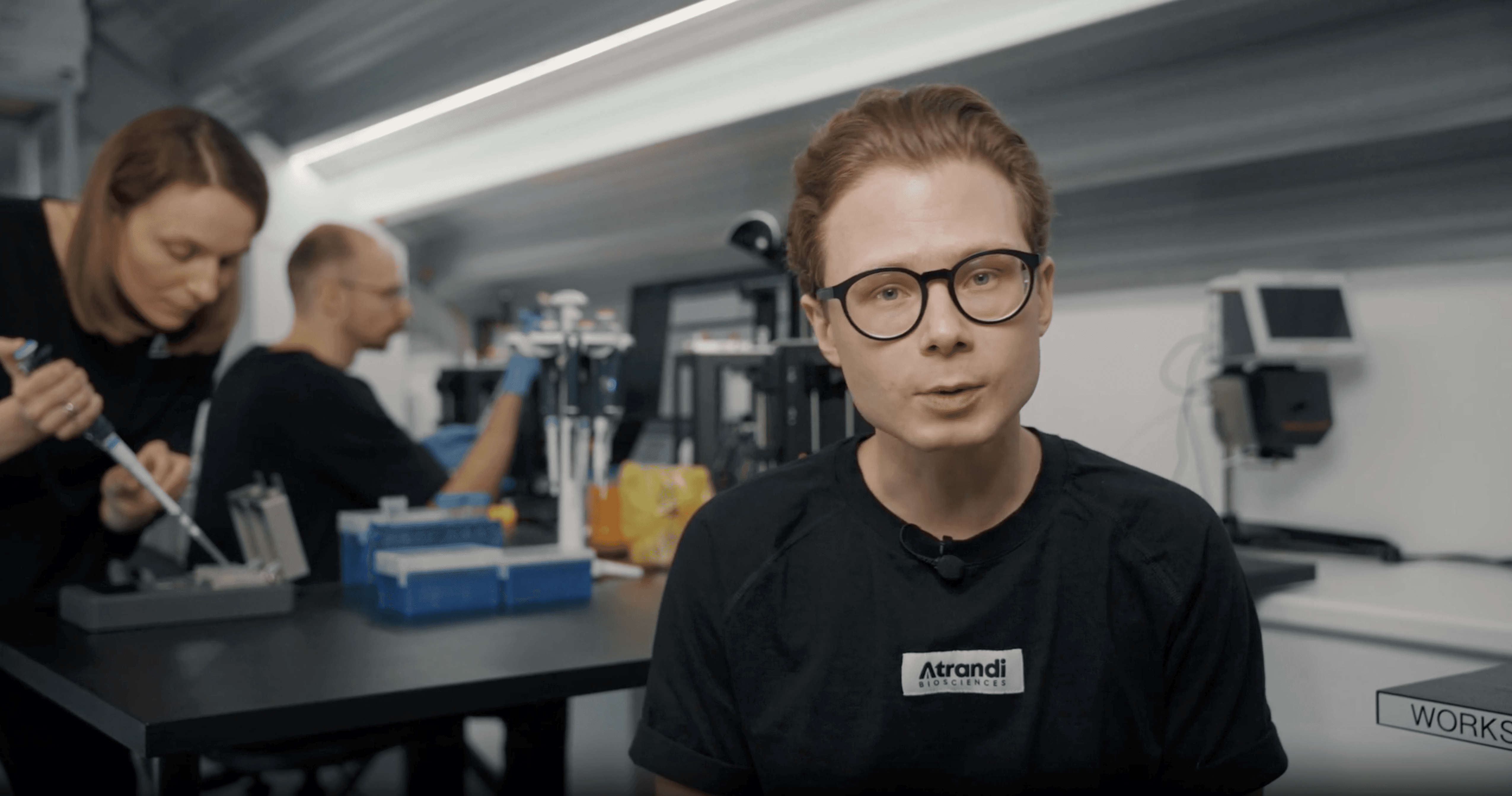 Still from Series–A promo video for Atrandi Biosciences. Videography and editing by Dima Mackela, create and art direction by nucleight