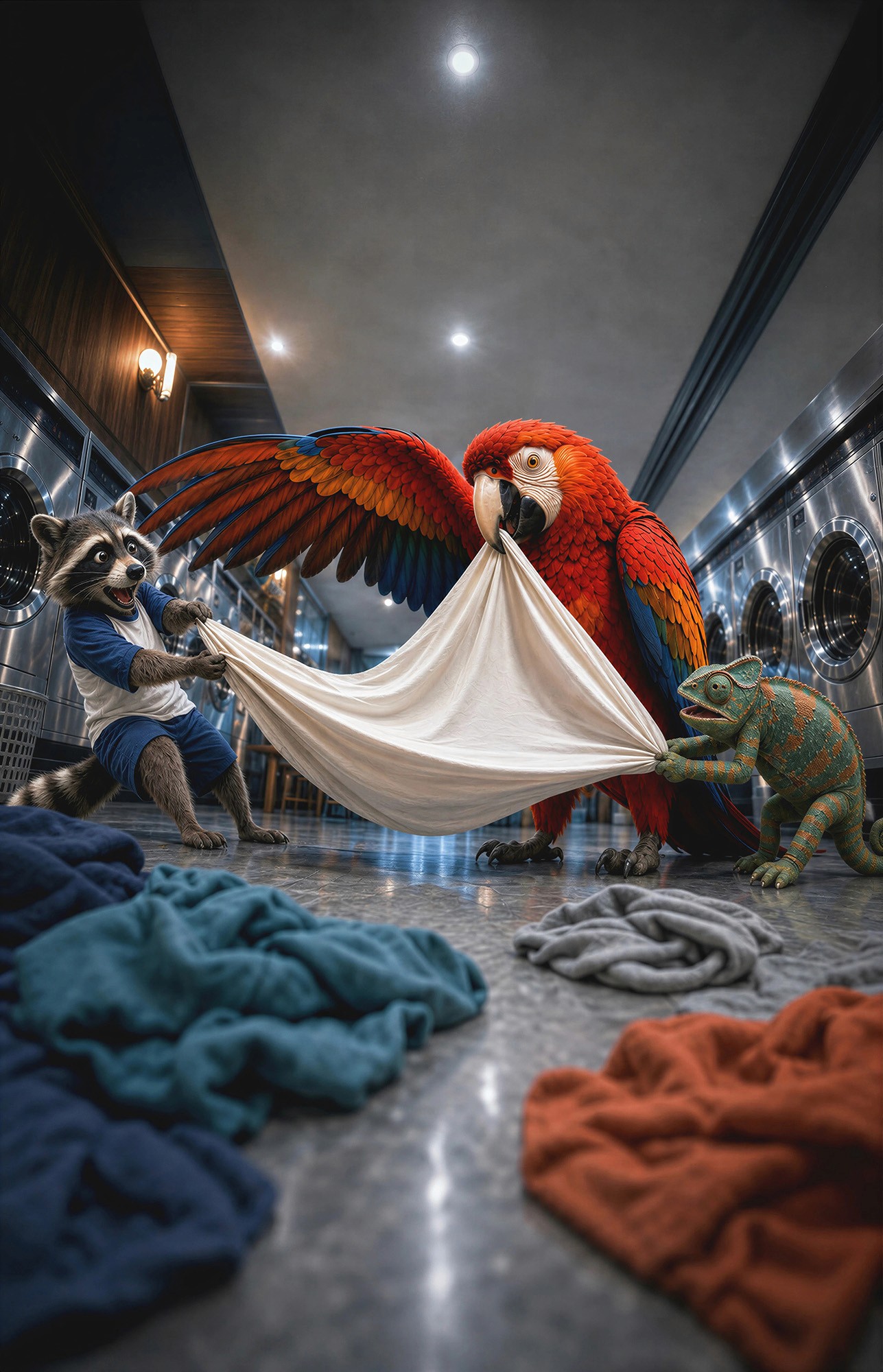 04 鸚鵡＋浣熊＋變色龍拉床單