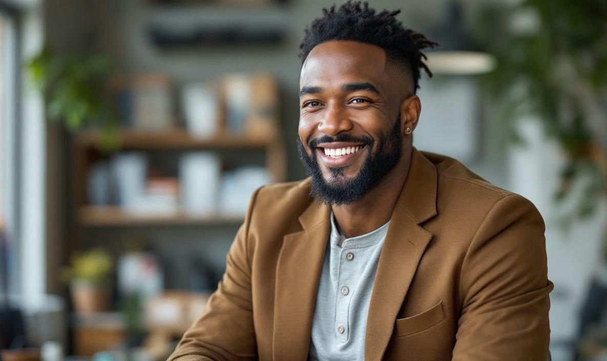 Man wearing a brown blazer