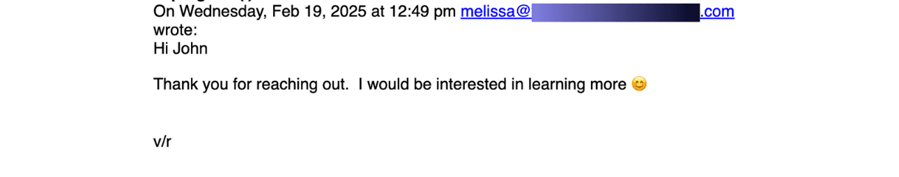 positive reply for automated sales outreach message