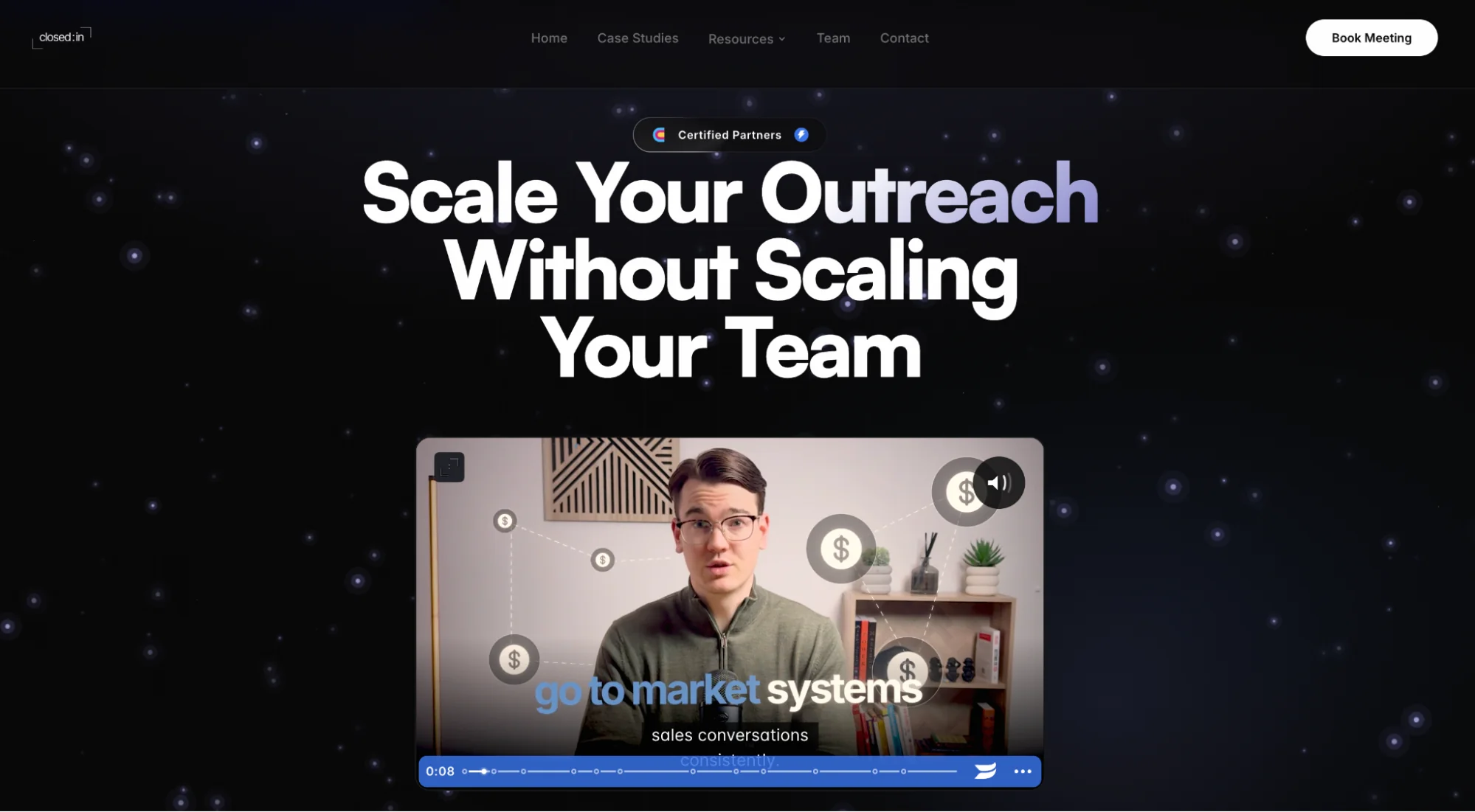 ClosedIn homepage: B2B cold email and outbound agency