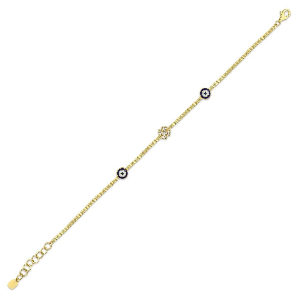 Nazar Boncuklu 14 Ayar Altın Şık ve Zarif Tasarım Bileklik