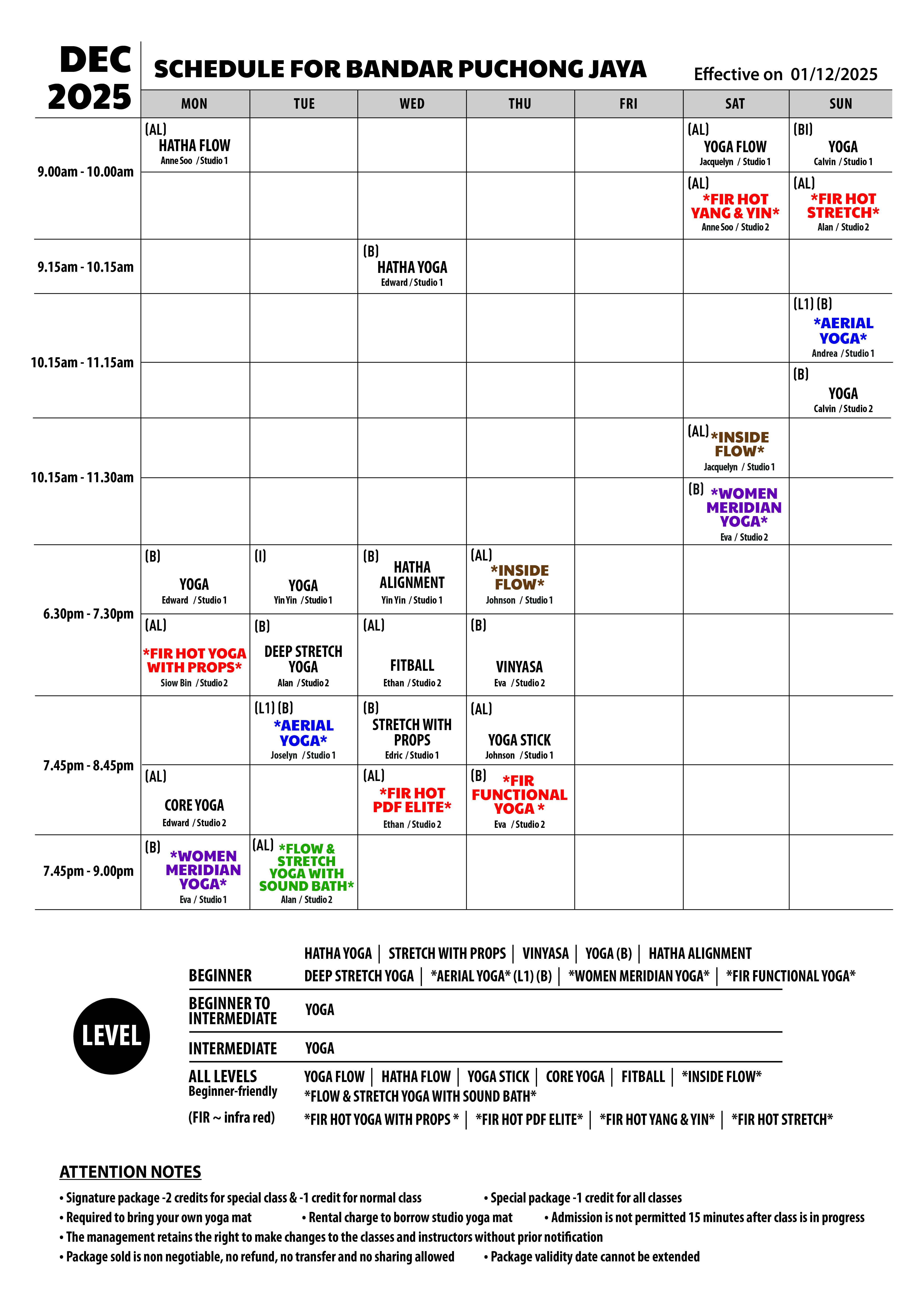 Surya Yoga Puchong Jaya Schedule