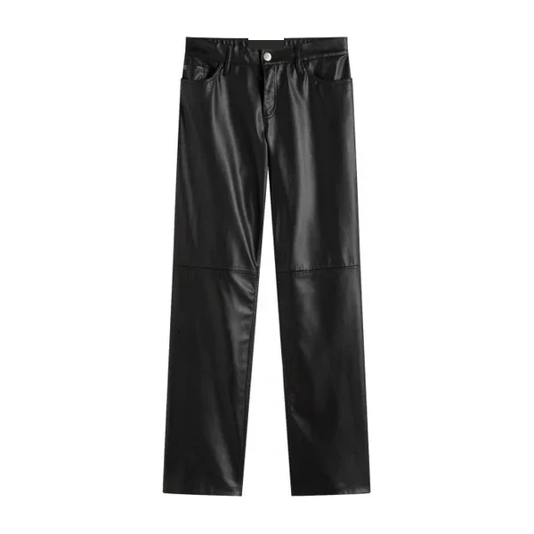 Pantalone dritto in ecopelle nero