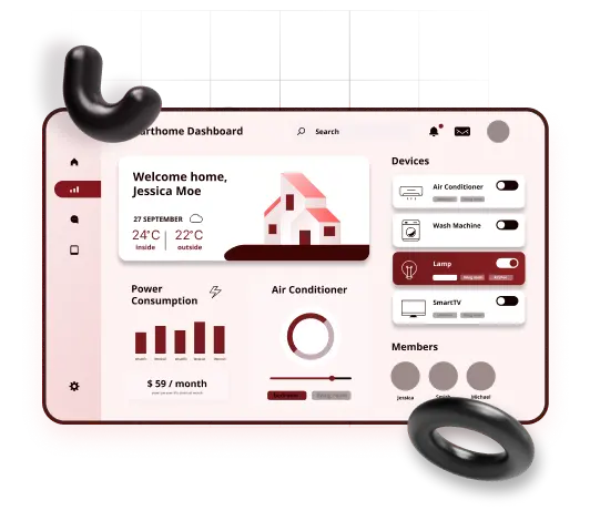 Real-estate dashboard displaying property details, performance charts and a map.