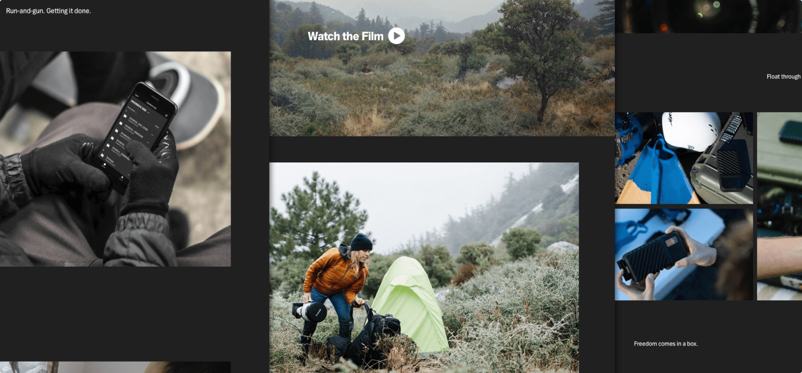 Screenshots of GNARBOX ecommerce website