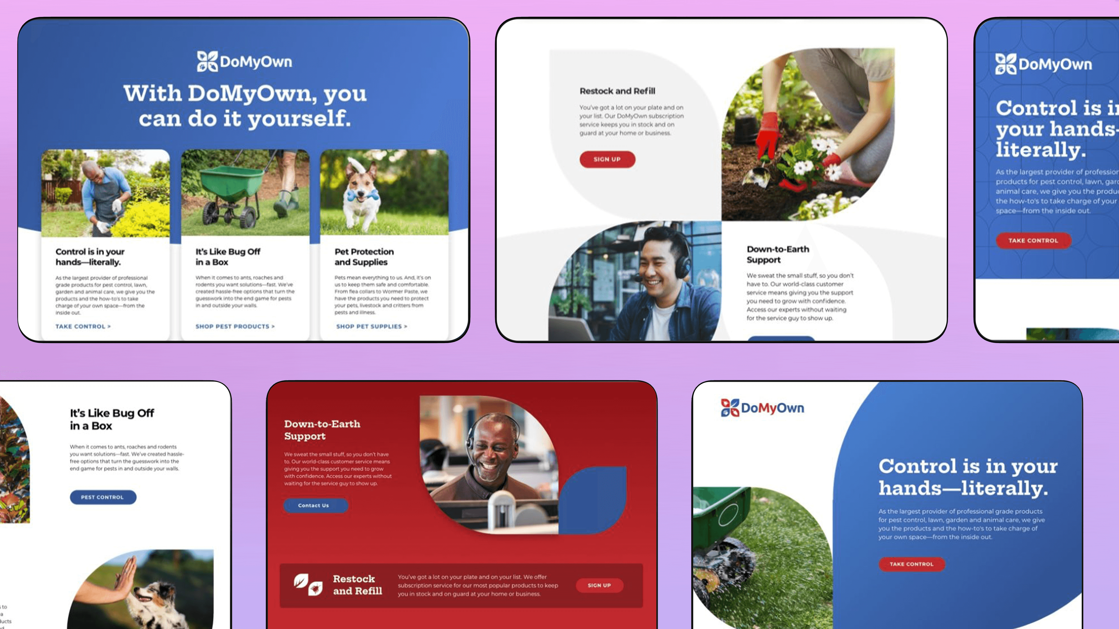 collage of different sections of landing page being shown across multiple screens 