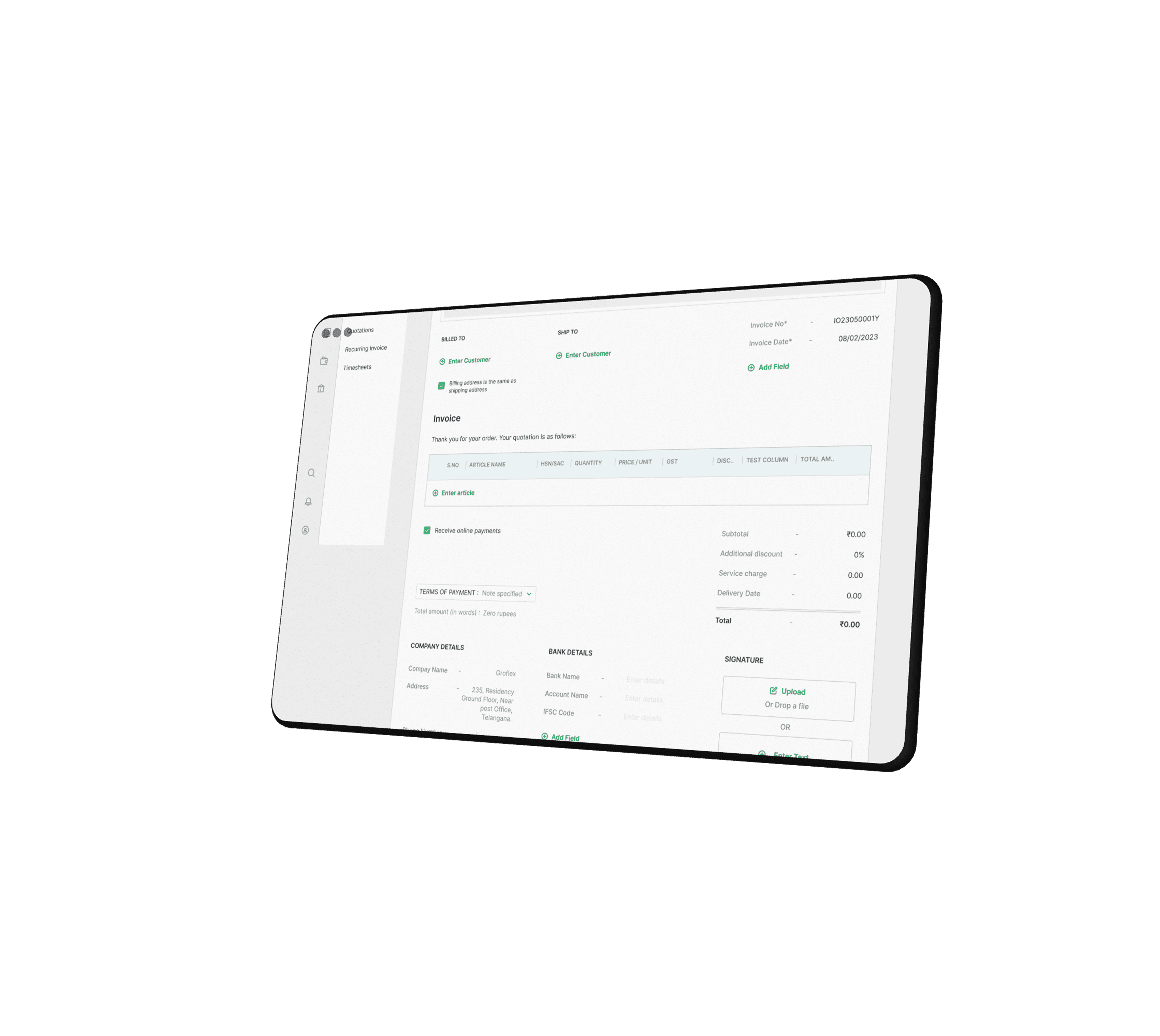 groflex invoice