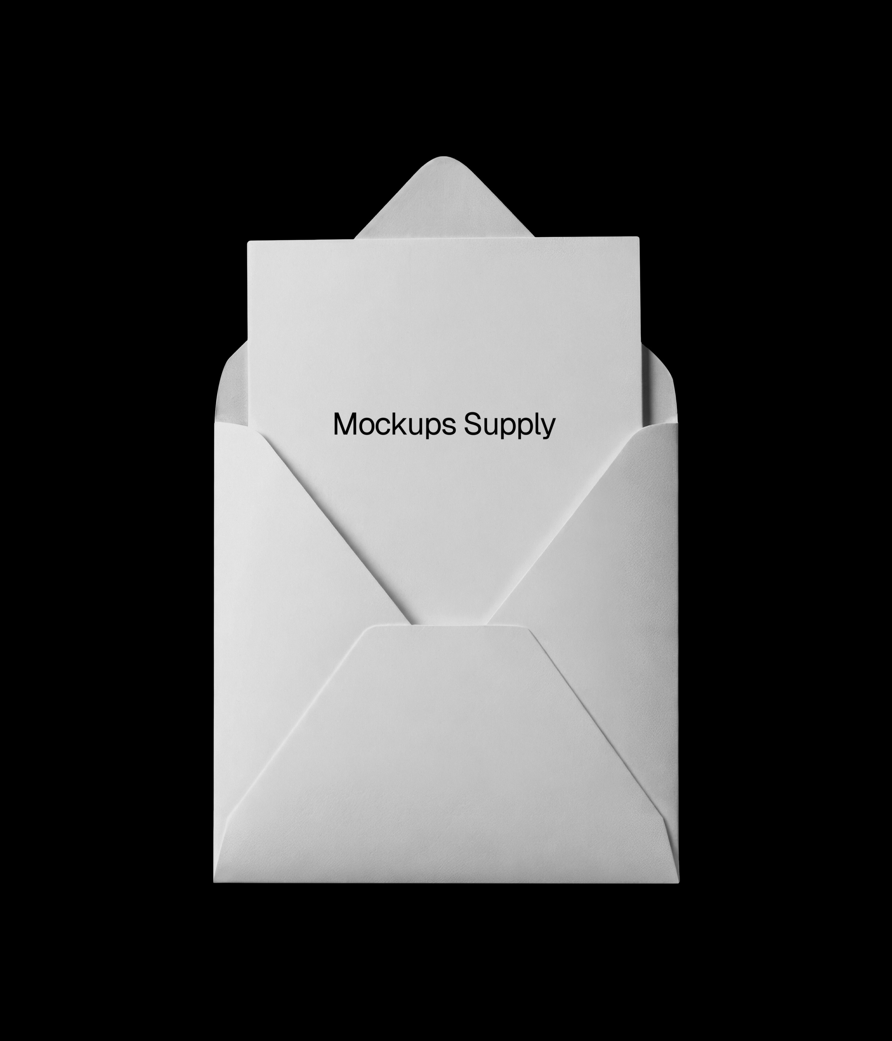 White minimal open envelope mockup with card download on Mockups Supply